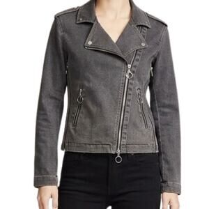 Katz Charcoal Gray Asymmetrical Zipper Pockets Moto Biker Jacket Size 34 / XS